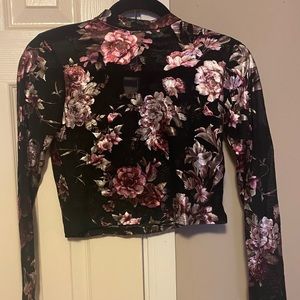 See-through Floral Crop Top